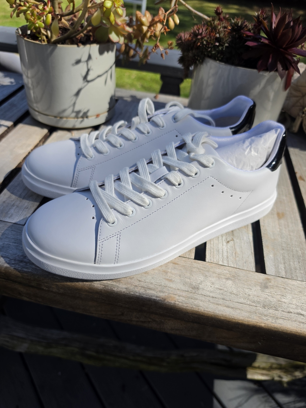 Tory Burch White Low-Top Sneakers with Black Heel Accent